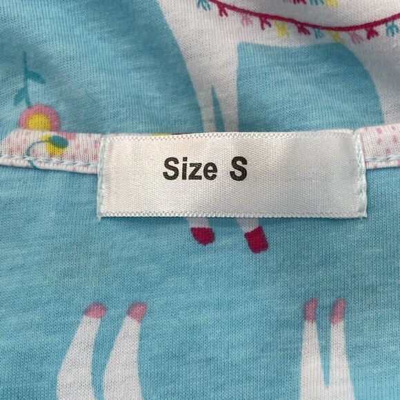 Blue Lama Print Cotton Blend Short Sleeve Nightgown Women's Size S NWOT - Picture 5 of 7